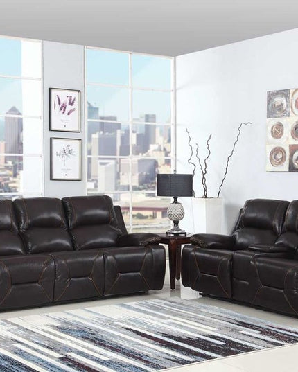 77" Brown Faux Leather Manual Reclining Love Seat With Storage