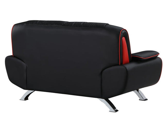 64" Black And Silver Faux Leather Loveseat