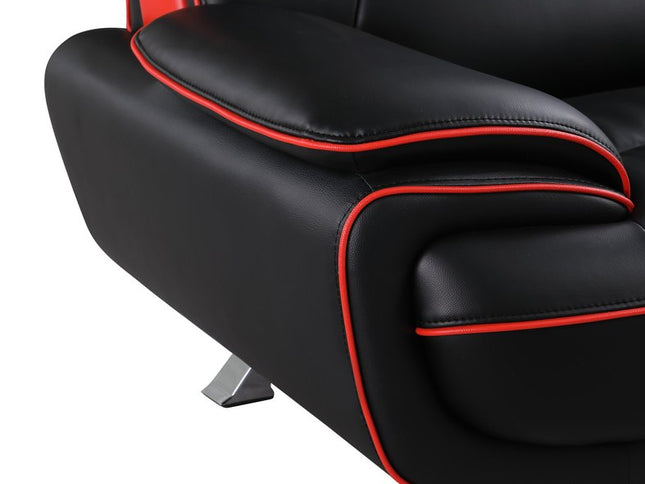 64" Black And Silver Faux Leather Loveseat