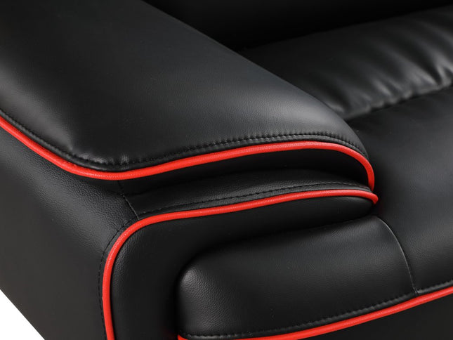 64" Black And Silver Faux Leather Loveseat