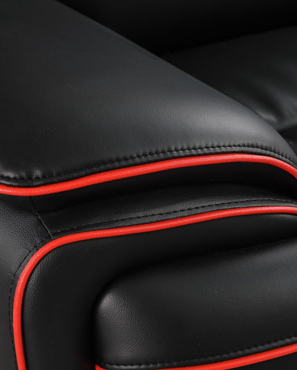 64" Black And Silver Faux Leather Loveseat