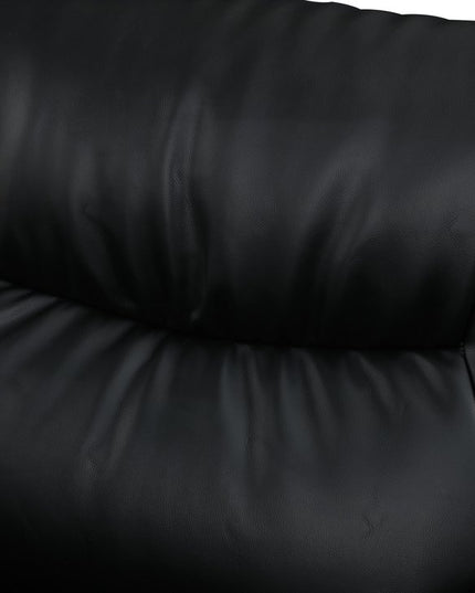 64" Black And Silver Faux Leather Loveseat