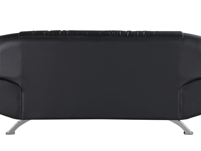 64" Black And Silver Faux Leather Loveseat