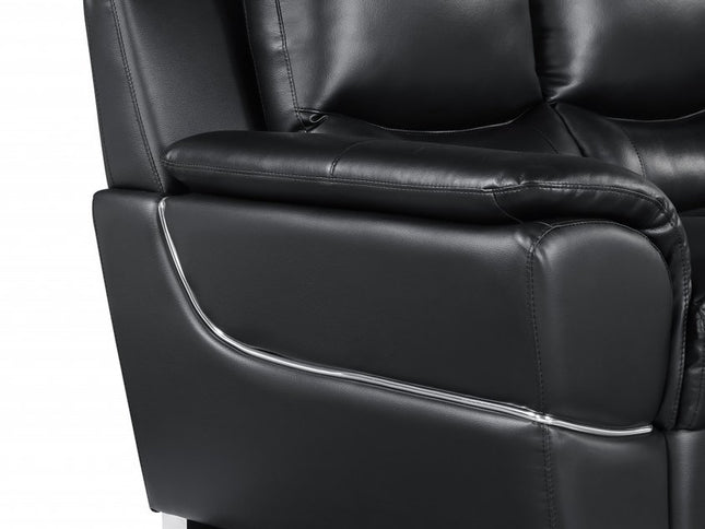 Two Piece Indoor Black Genuine Leather Five Person Seating Set
