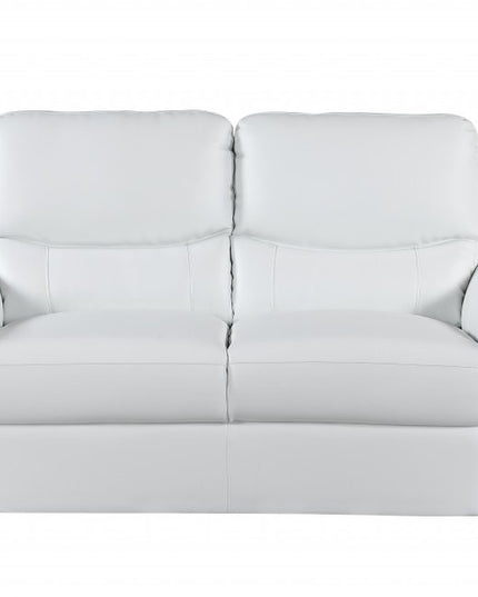 Two Piece Indoor White Genuine Leather Five Person Seating Set