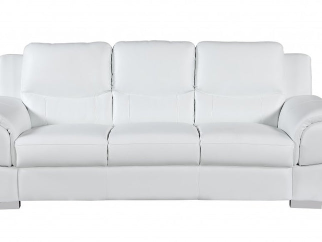 Two Piece Indoor White Genuine Leather Five Person Seating Set