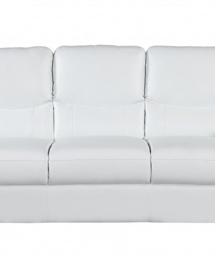 Two Piece Indoor White Genuine Leather Five Person Seating Set