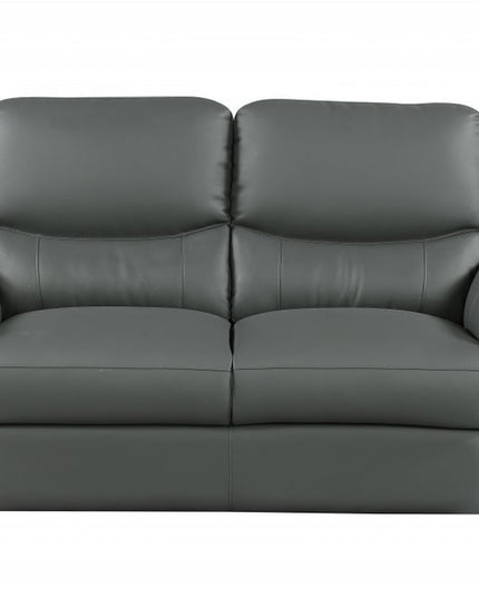 Two Piece Indoor Gray Genuine Leather Five Person Seating Set