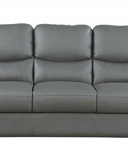 Two Piece Indoor Gray Genuine Leather Five Person Seating Set