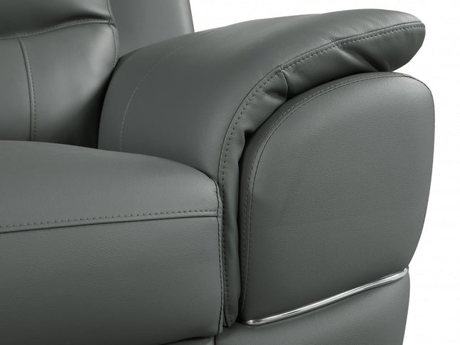 Two Piece Indoor Gray Genuine Leather Five Person Seating Set