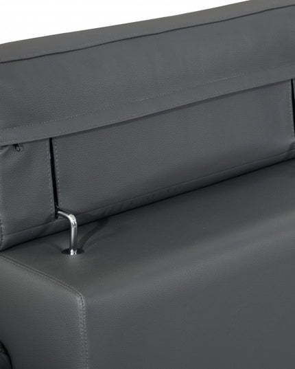 Two Piece Indoor Dark Gray Italian Leather Five Person Seating Set