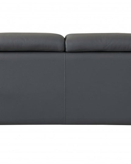 Two Piece Indoor Dark Gray Italian Leather Five Person Seating Set