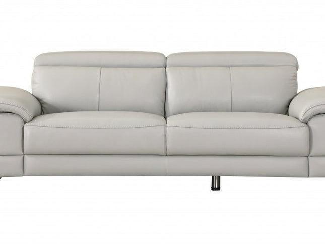 Two Piece Indoor Light Gray Italian Leather Five Person Seating Set