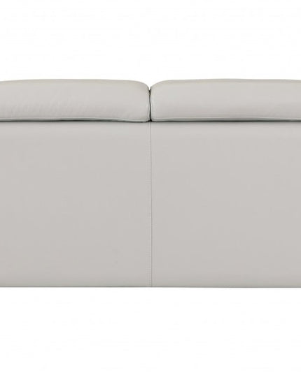 Two Piece Indoor Light Gray Italian Leather Five Person Seating Set