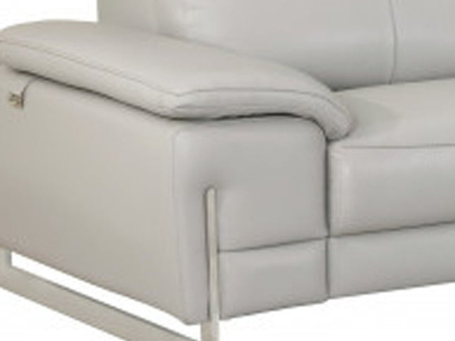 Two Piece Indoor Light Gray Italian Leather Five Person Seating Set