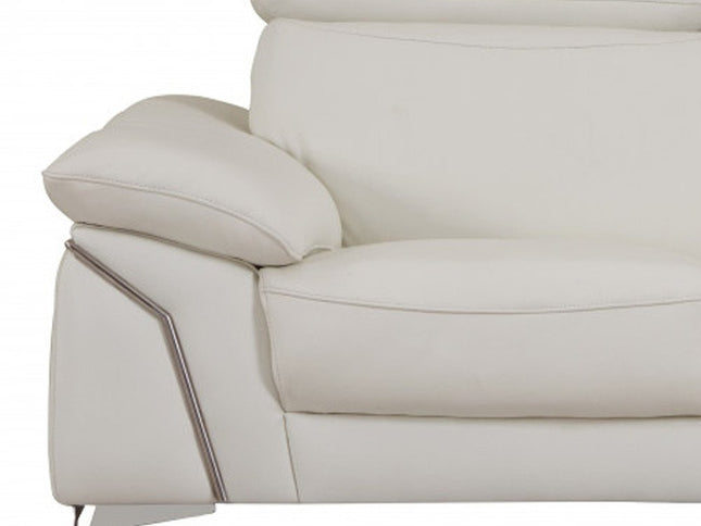Two Piece Indoor White Italian Leather Five Person Seating Set