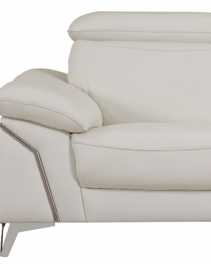 Two Piece Indoor White Italian Leather Five Person Seating Set