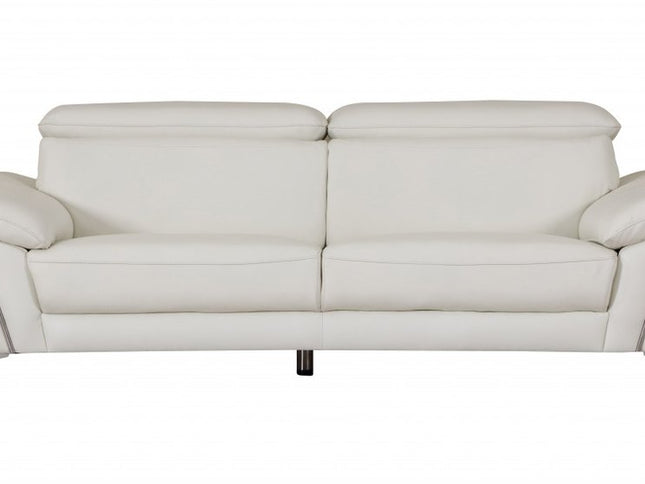 Two Piece Indoor White Italian Leather Five Person Seating Set