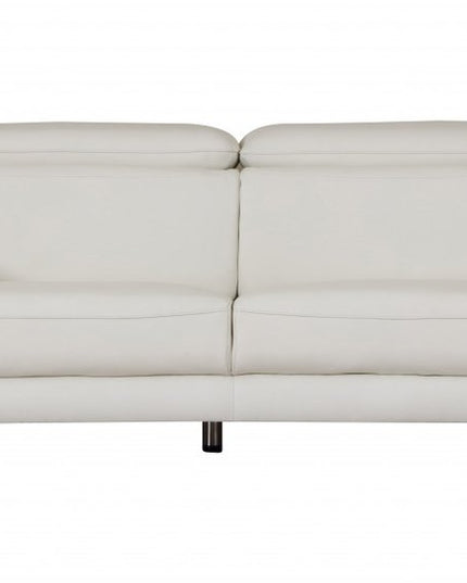 Two Piece Indoor White Italian Leather Five Person Seating Set