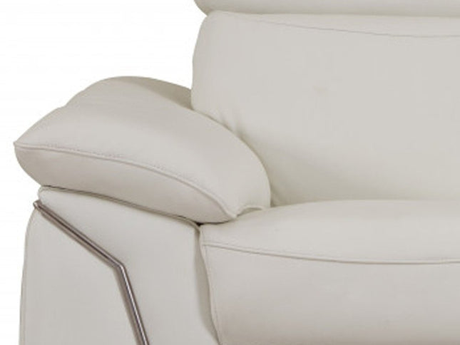Two Piece Indoor White Italian Leather Five Person Seating Set