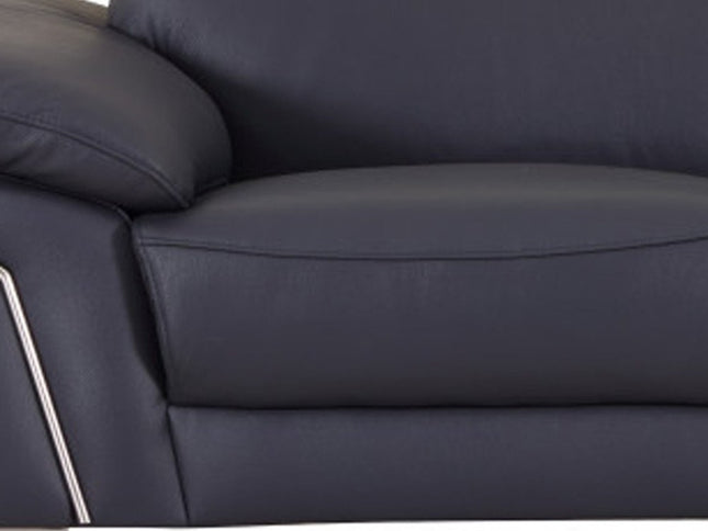 Two Piece Indoor Blue Italian Leather Five Person Seating Set