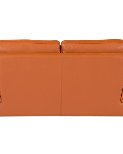 Two Piece Indoor Camel Italian Leather Five Person Seating Set