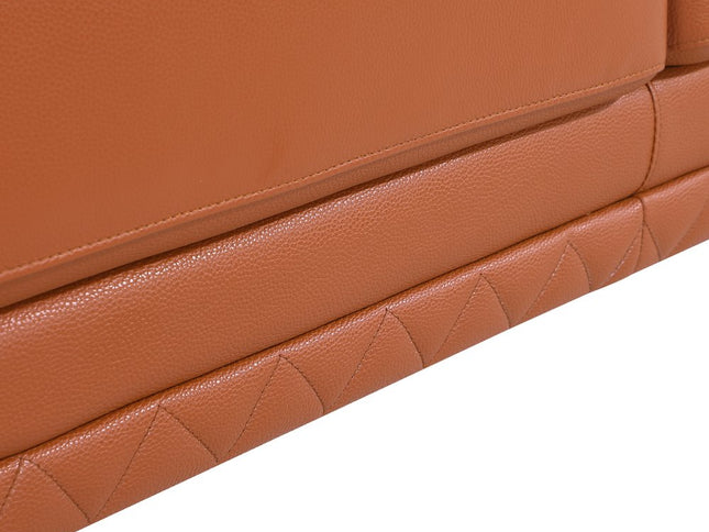 Two Piece Indoor Camel Italian Leather Five Person Seating Set