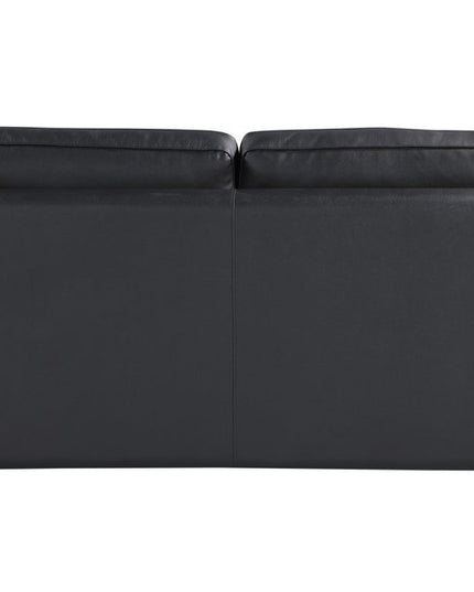 Two Piece Indoor Black Italian Leather Five Person Seating Set