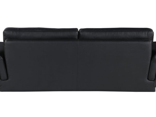 Two Piece Indoor Black Italian Leather Five Person Seating Set