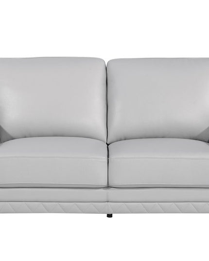 Two Piece Indoor Light Gray Italian Leather Five Person Seating Set
