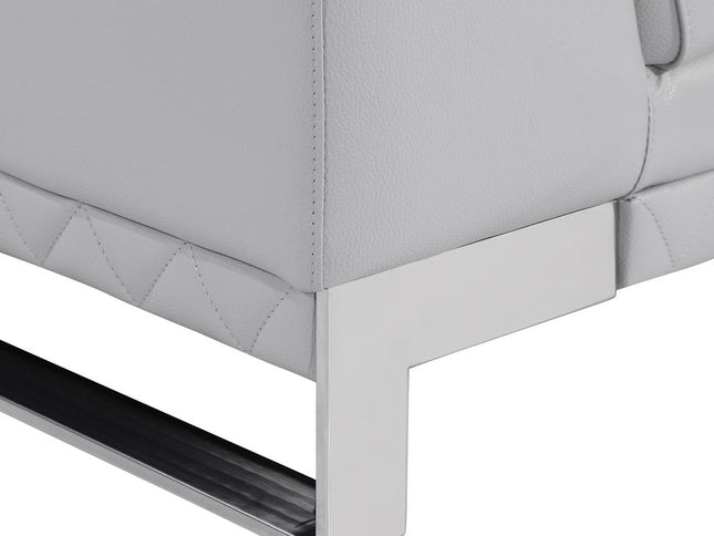 Two Piece Indoor Light Gray Italian Leather Five Person Seating Set