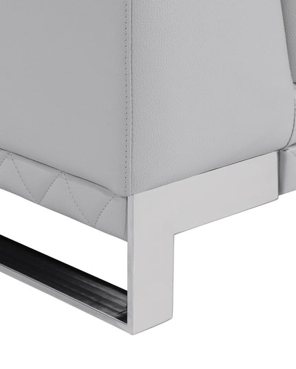 Two Piece Indoor Light Gray Italian Leather Five Person Seating Set