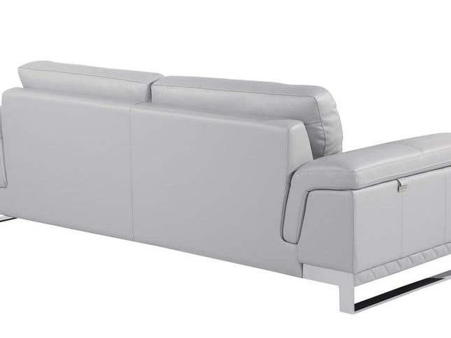 Two Piece Indoor Light Gray Italian Leather Five Person Seating Set