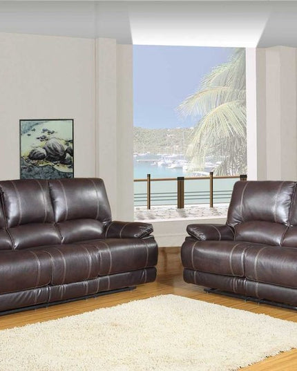 Two Piece Indoor Brown Faux Leather Five Person Seating Set