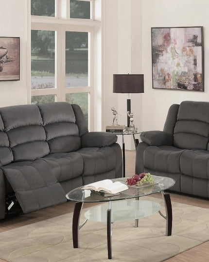 Two Piece Indoor Gray Microsuede Five Person Seating Set