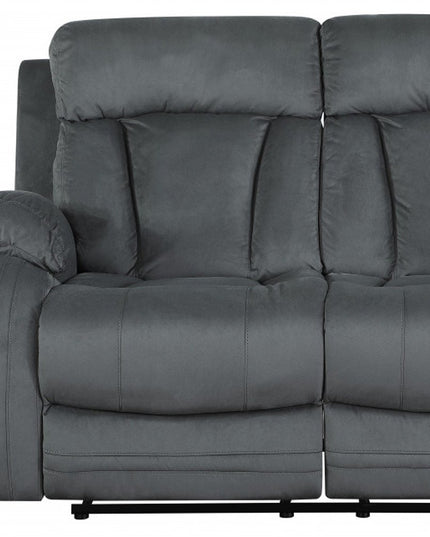Two Piece Indoor Gray Microsuede Five Person Seating Set