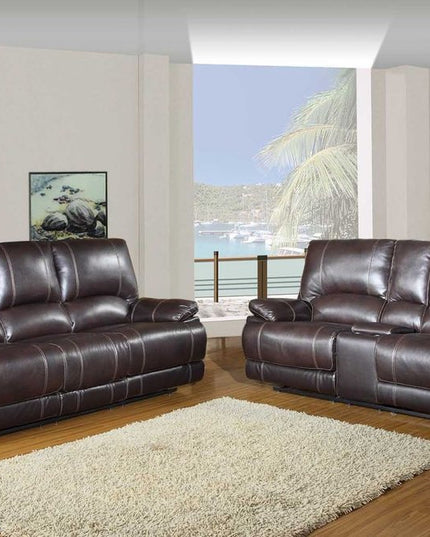 Two Piece Indoor Brown Faux Leather Five Person Seating Set