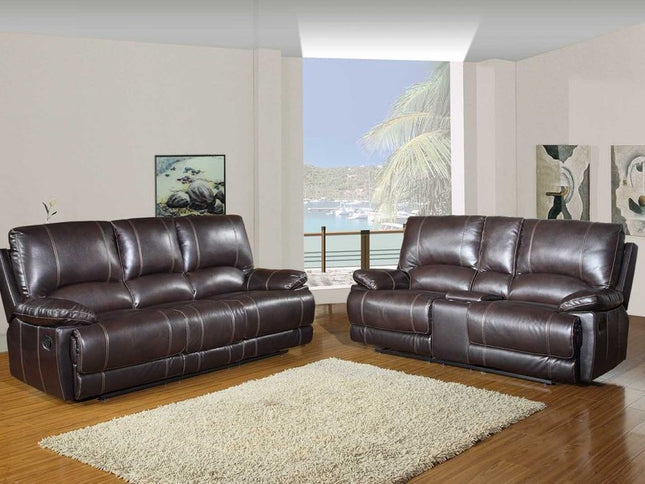 Two Piece Indoor Brown Faux Leather Five Person Seating Set