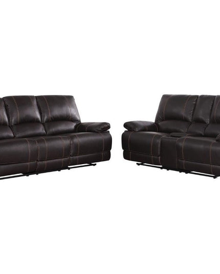 Two Piece Indoor Brown Faux Leather Five Person Seating Set