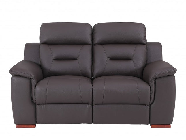 67" Brown Faux Leather Manual Reclining Loveseat