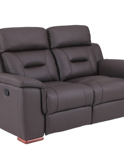 67" Brown Faux Leather Manual Reclining Loveseat