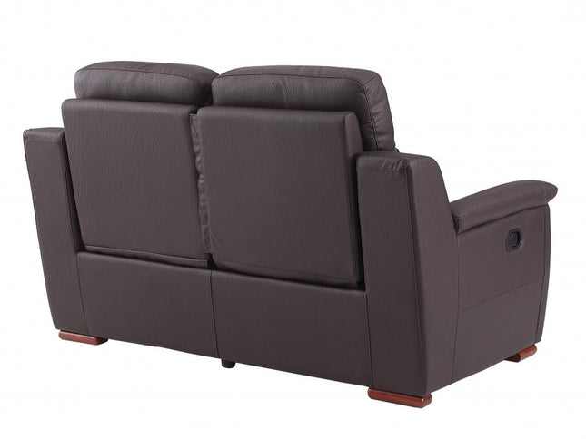 67" Brown Faux Leather Manual Reclining Loveseat