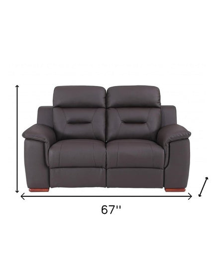 67" Brown Faux Leather Manual Reclining Loveseat