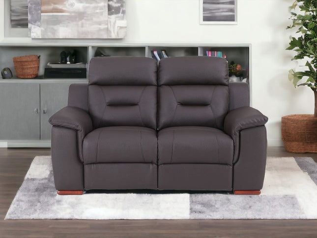 67" Brown Faux Leather Manual Reclining Loveseat