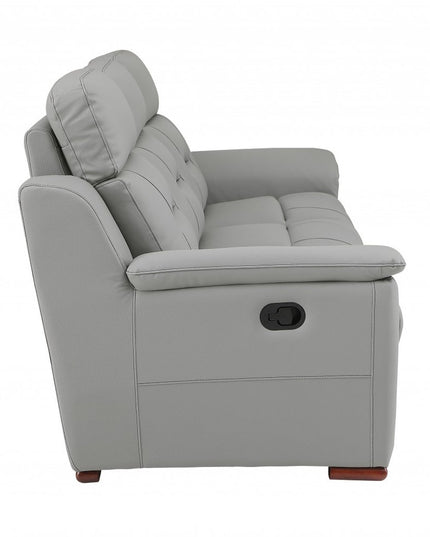 67" Gray And Brown Faux Leather Manual Reclining Loveseat