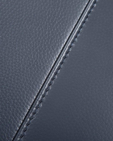 Navy Blue Italian Leather L Shaped Two Piece Sofa and Chaise Sectional