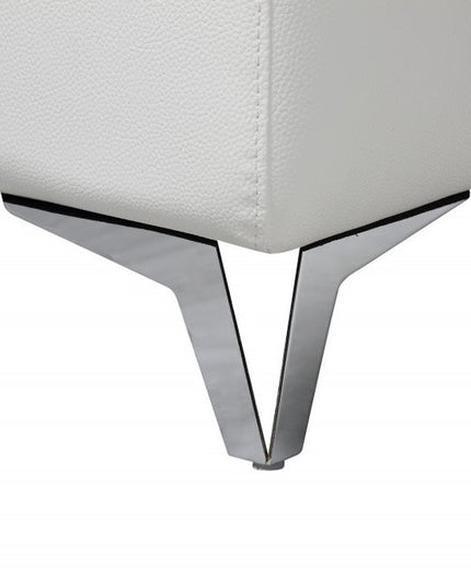 White Italian Leather L Shaped Two Piece Sofa and Chaise Sectional