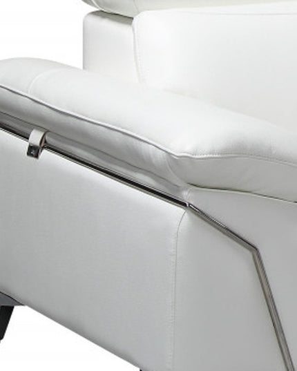 White Italian Leather L Shaped Two Piece Sofa and Chaise Sectional