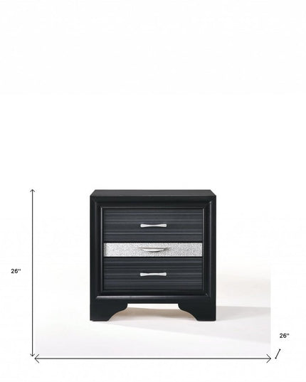 17" Rectangular Three Drawers Nightstand With Solid Wood Top