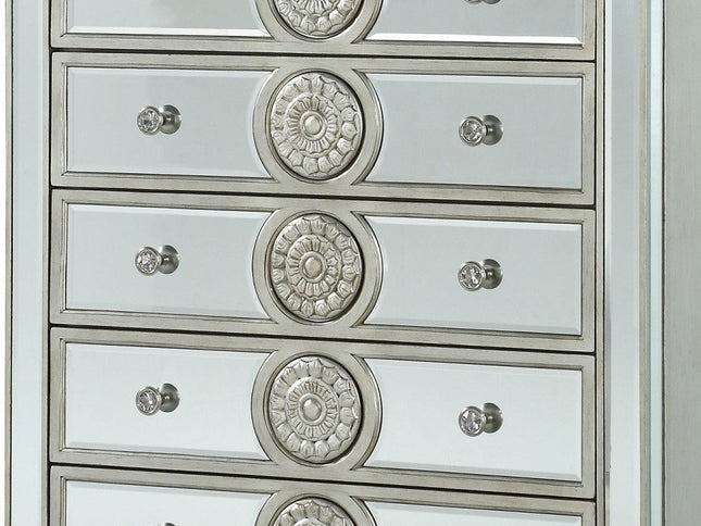 21" X 44" X 56" Mirrored Wood Chest